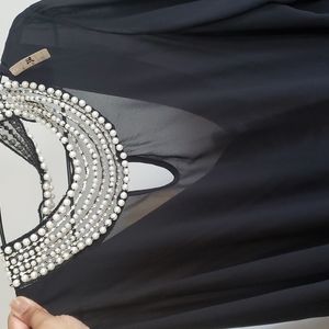 Sexy faux pearl and stone blouse